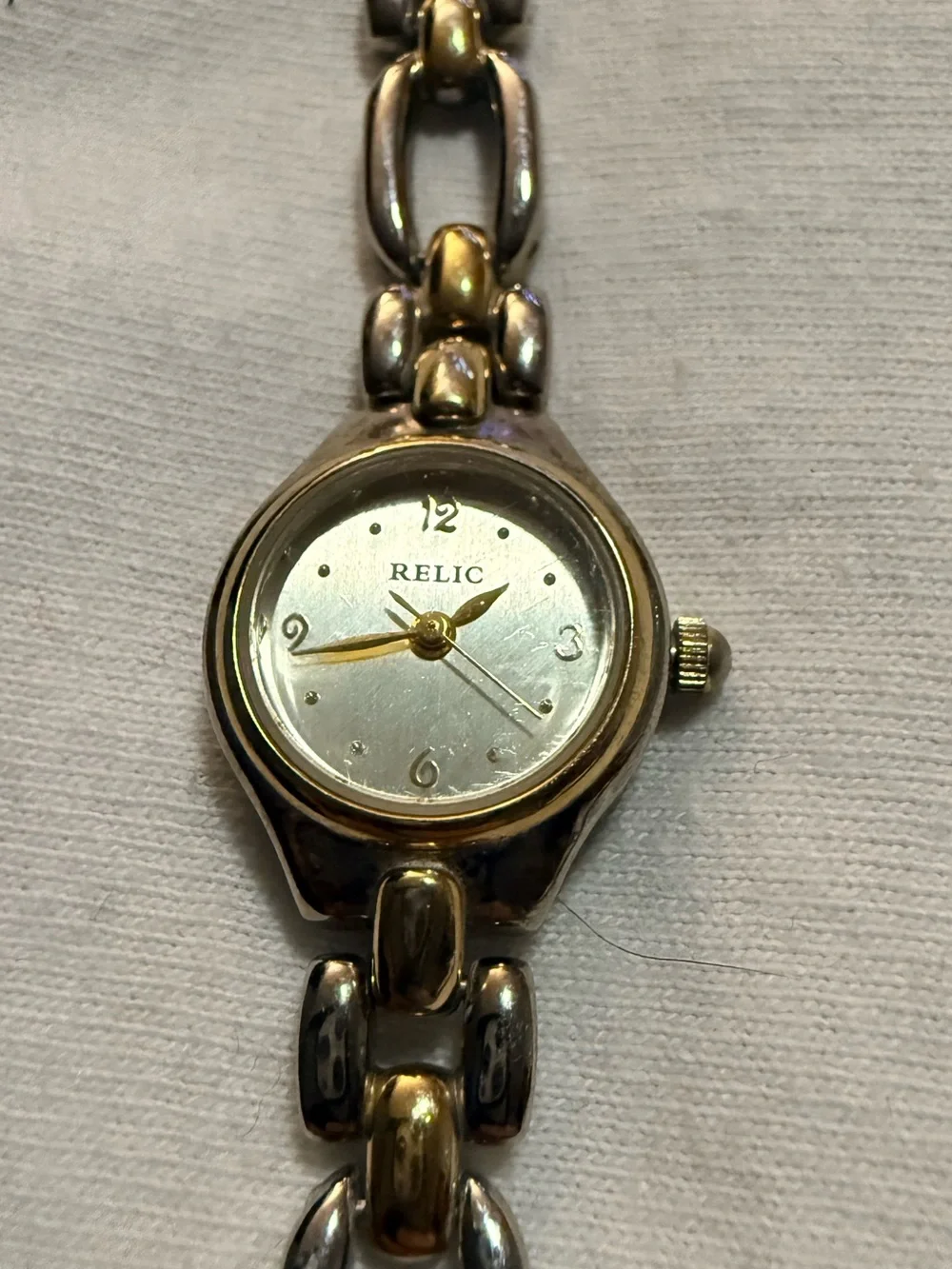 Vintage Relic by Fossil Folio Women's Two-Tone Chain Link Watch ZR33198 — As Is